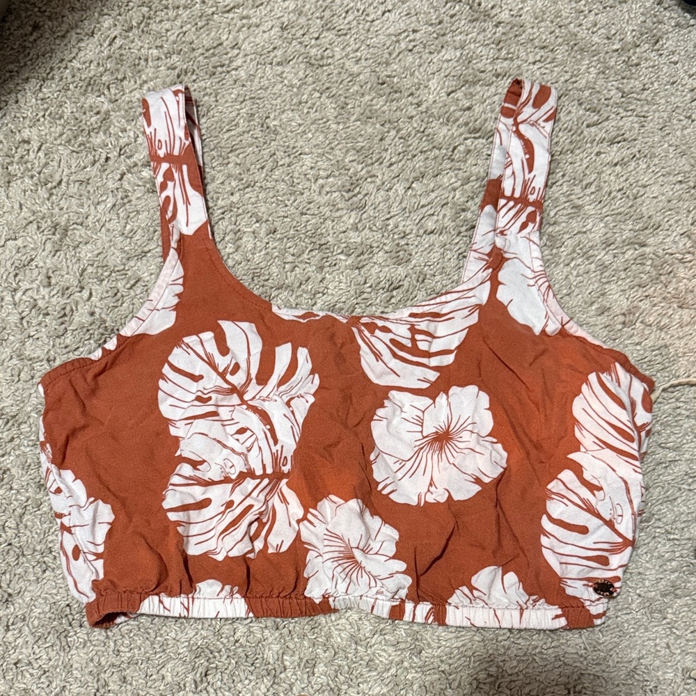 Roxy Rust and White Floral Tank Top